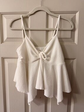 gaze Cream Textured Tie-Front Flared Cami